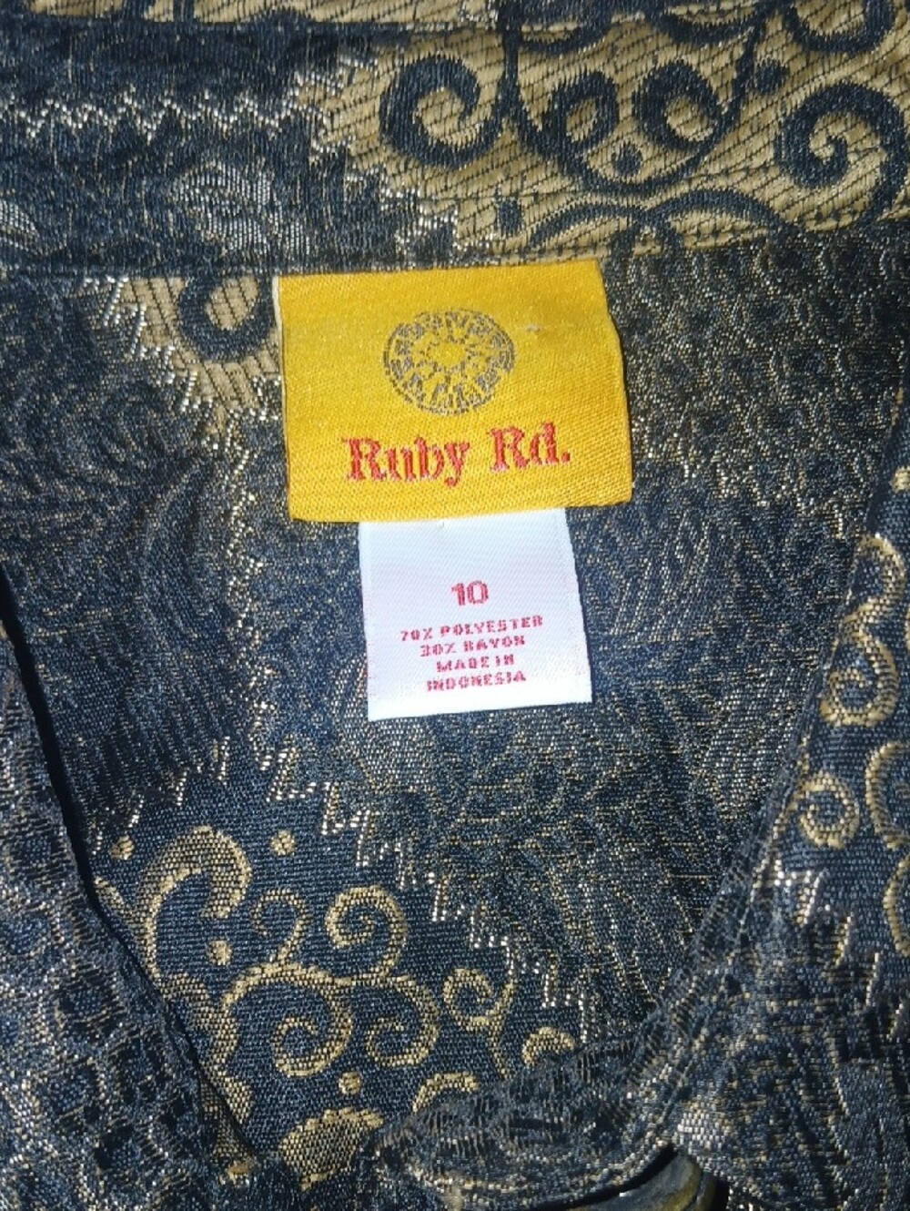 Ruby Rd. Black and Gold Patterned Jean Jacket - Picture 7 of 9